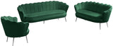 Gardenia Luxe Velvet Sofa with Glam Gold Chrome Legs and Deep Channel Tufting for Modern Elegance