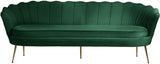 Gardenia Luxe Velvet Sofa with Glam Gold Chrome Legs and Deep Channel Tufting for Modern Elegance