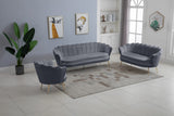 Gardenia Contemporary Loveseat with Deep Channel Tufting and Glam Gold Chrome Legs for Stylish Comfort