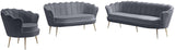 Gardenia Luxe Velvet Sofa with Glam Gold Chrome Legs and Deep Channel Tufting for Modern Elegance