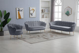 Gardenia Luxe Velvet Sofa with Glam Gold Chrome Legs and Deep Channel Tufting for Modern Elegance
