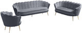 Gardenia Luxe Velvet Sofa with Glam Gold Chrome Legs and Deep Channel Tufting for Modern Elegance