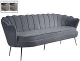 Gardenia Luxe Velvet Sofa with Glam Gold Chrome Legs and Deep Channel Tufting for Modern Elegance