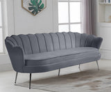 Gardenia Luxe Velvet Sofa with Glam Gold Chrome Legs and Deep Channel Tufting for Modern Elegance
