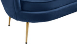 Gardenia Contemporary Loveseat with Deep Channel Tufting and Glam Gold Chrome Legs for Stylish Comfort