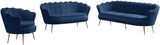 Gardenia Contemporary Loveseat with Deep Channel Tufting and Glam Gold Chrome Legs for Stylish Comfort