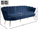 Gardenia Luxe Velvet Sofa with Glam Gold Chrome Legs and Deep Channel Tufting for Modern Elegance