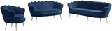 Gardenia Luxe Velvet Sofa with Glam Gold Chrome Legs and Deep Channel Tufting for Modern Elegance