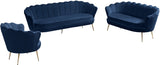 Gardenia Luxe Velvet Sofa with Glam Gold Chrome Legs and Deep Channel Tufting for Modern Elegance