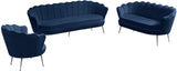 Gardenia Luxe Velvet Sofa with Glam Gold Chrome Legs and Deep Channel Tufting for Modern Elegance