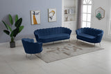 Gardenia Luxe Velvet Sofa with Glam Gold Chrome Legs and Deep Channel Tufting for Modern Elegance