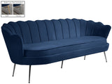 Gardenia Luxe Velvet Sofa with Glam Gold Chrome Legs and Deep Channel Tufting for Modern Elegance