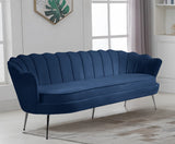 Gardenia Luxe Velvet Sofa with Glam Gold Chrome Legs and Deep Channel Tufting for Modern Elegance