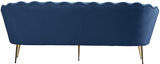 Gardenia Luxe Velvet Sofa with Glam Gold Chrome Legs and Deep Channel Tufting for Modern Elegance