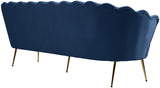 Gardenia Luxe Velvet Sofa with Glam Gold Chrome Legs and Deep Channel Tufting for Modern Elegance