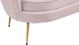Gardenia Contemporary Loveseat with Deep Channel Tufting and Glam Gold Chrome Legs for Stylish Comfort