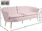 Gardenia Luxe Velvet Sofa with Glam Gold Chrome Legs and Deep Channel Tufting for Modern Elegance