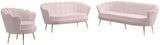 Gardenia Luxe Velvet Sofa with Glam Gold Chrome Legs and Deep Channel Tufting for Modern Elegance
