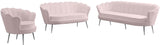 Gardenia Luxe Velvet Sofa with Glam Gold Chrome Legs and Deep Channel Tufting for Modern Elegance