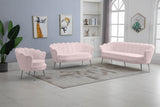 Gardenia Luxe Velvet Sofa with Glam Gold Chrome Legs and Deep Channel Tufting for Modern Elegance