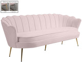 Gardenia Luxe Velvet Sofa with Glam Gold Chrome Legs and Deep Channel Tufting for Modern Elegance