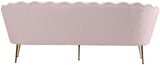 Gardenia Luxe Velvet Sofa with Glam Gold Chrome Legs and Deep Channel Tufting for Modern Elegance