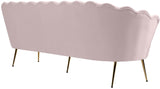 Gardenia Luxe Velvet Sofa with Glam Gold Chrome Legs and Deep Channel Tufting for Modern Elegance