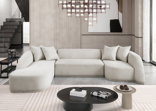 Rita 3-Piece Sectional Sofa - Cozy Fabric Living Room Furniture for Movie Nights and Relaxation