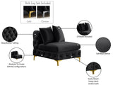 Tremblay Contemporary Armless Chair with Deep Button Tufting and Stylish Modular Gold & Chrome Legs