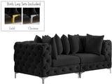 Tremblay Modular Sofa with Luxurious Velvet, Deep Button Tufting & Customizable Gold Chrome Legs