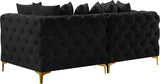 Tremblay Modular Sofa with Luxurious Velvet, Deep Button Tufting & Customizable Gold Chrome Legs