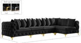 Tremblay Velvet Modular Sectional Sofa - Stylish Deep Button Tufting & Gold Chrome Legs Included