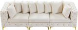 Tremblay Modular Sofa with Luxurious Velvet, Deep Button Tufting & Customizable Gold Chrome Legs