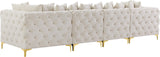 Tremblay Modular Sofa with Luxurious Velvet, Deep Button Tufting & Customizable Gold Chrome Legs