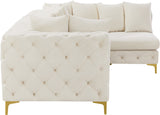 Tremblay Velvet Modular Sectional Sofa with Deep Button Tufting and Stylish Gold & Chrome Legs