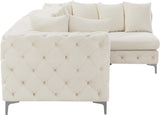Tremblay Velvet Modular Sectional Sofa with Deep Button Tufting and Stylish Gold & Chrome Legs