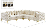 Tremblay Velvet Modular Sectional Sofa with Deep Button Tufting and Stylish Gold & Chrome Legs