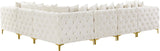 Tremblay Velvet Modular Sectional Sofa with Deep Button Tufting and Stylish Gold & Chrome Legs