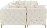 Tremblay Velvet Modular Sectional Sofa with Deep Button Tufting and Stylish Gold & Chrome Legs