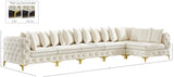 Tremblay Velvet Modular Sectional Sofa with Deep Button Tufting and Stylish Gold & Chrome Legs