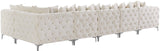 Tremblay Velvet Modular Sectional Sofa with Deep Button Tufting and Stylish Gold & Chrome Legs