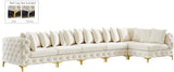 Tremblay Velvet Modular Sectional Sofa with Deep Button Tufting and Stylish Gold & Chrome Legs