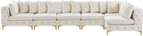 Tremblay Velvet Modular Sectional Sofa with Deep Button Tufting and Stylish Gold & Chrome Legs
