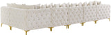 Tremblay Velvet Modular Sectional Sofa with Deep Button Tufting and Stylish Gold & Chrome Legs