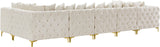 Tremblay Velvet Modular Sectional Sofa with Deep Button Tufting and Stylish Gold & Chrome Legs
