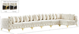 Tremblay Velvet Modular Sectional Sofa with Deep Button Tufting and Stylish Gold & Chrome Legs