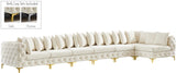 Tremblay Velvet Modular Sectional Sofa with Deep Button Tufting and Stylish Gold & Chrome Legs