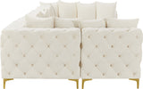 Tremblay Velvet Modular Sectional Sofa with Deep Button Tufting and Stylish Gold & Chrome Legs