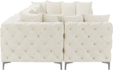 Tremblay Velvet Modular Sectional Sofa with Deep Button Tufting and Stylish Gold & Chrome Legs