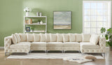 Tremblay Velvet Modular Sectional Sofa with Deep Button Tufting and Stylish Gold & Chrome Legs